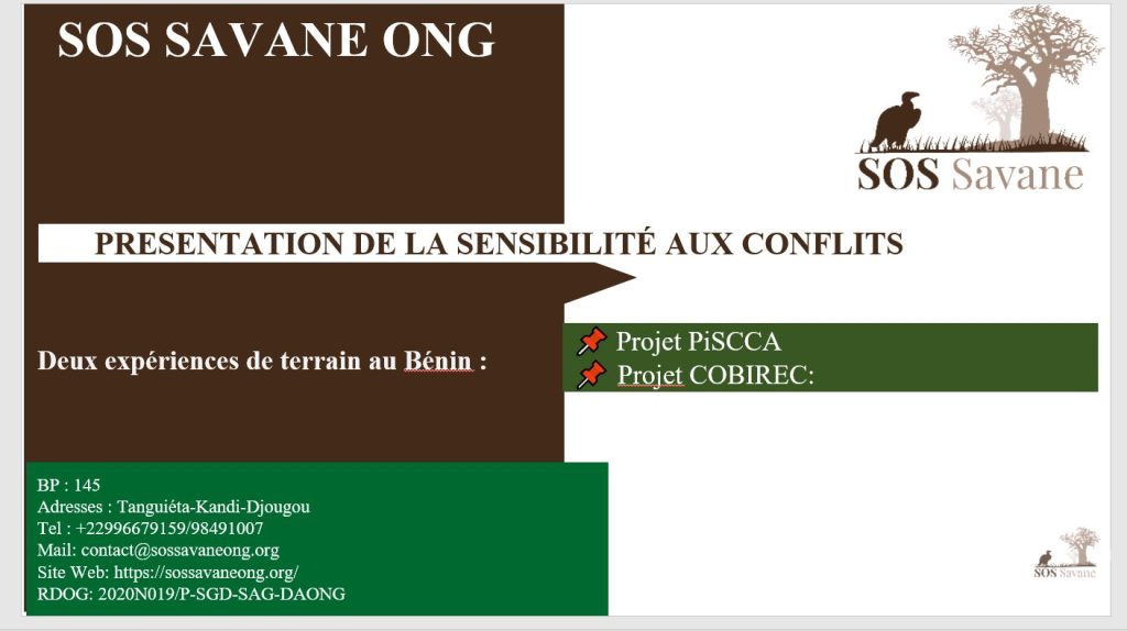 Sensibilité aux Conflits : SOS SAVANE-ONG partage son expérience au sein du CSC-Hub Bénin